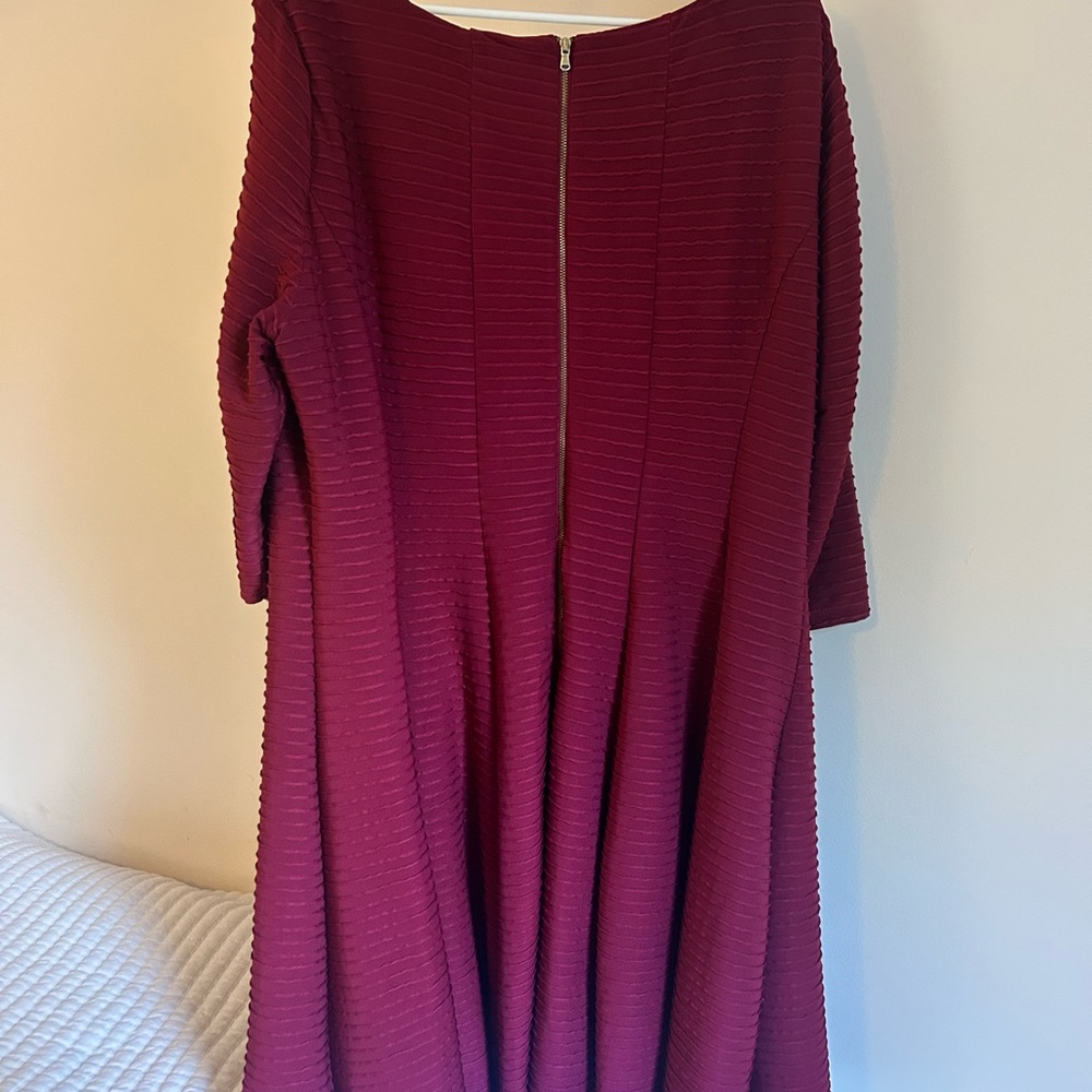 Julian Taylor Burgundy Long Sleeve Dress - Picture 5 of 7
